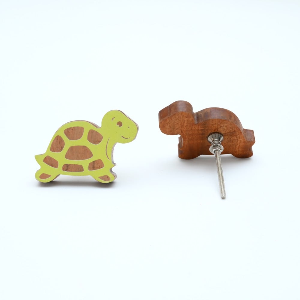Handmade Acacia Wood Turtle Knob for Kids Furniture